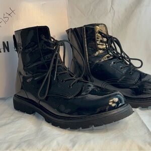 Men's Black Patent Leather Boots size 12